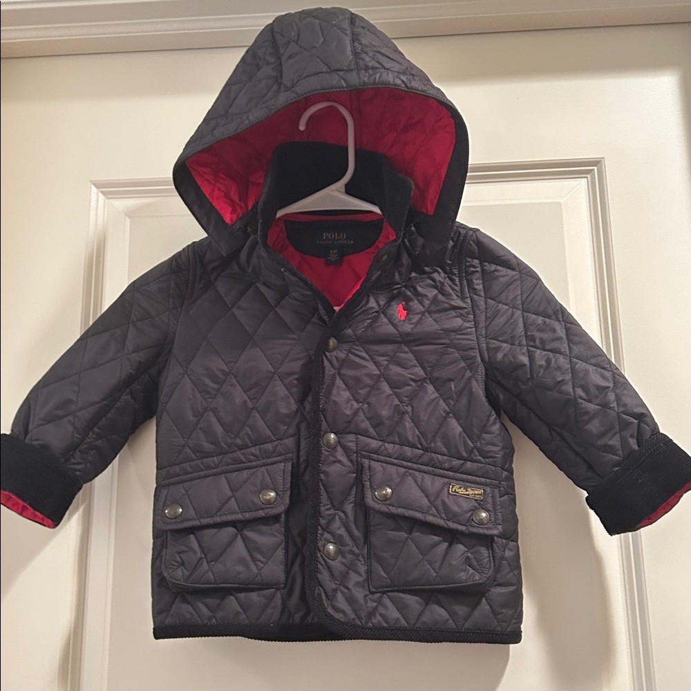 Polo Ralph Lauren Quilted peacoat snap Jacket zip Hood/Corduroy collar size 3/3T